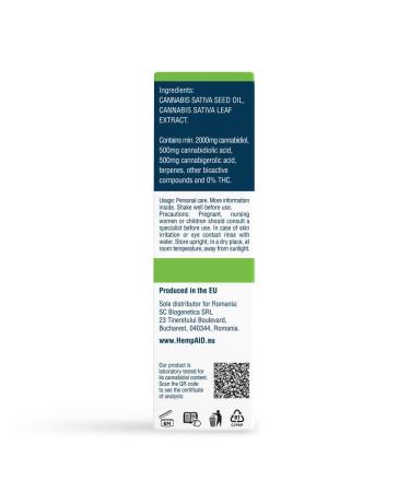 100% Natural High Strength Seed Oil 2000 mg - Full Spectrum Skin Products | 10 ml Bottle - Shop Internationally - Buy Online on GoSupps.com