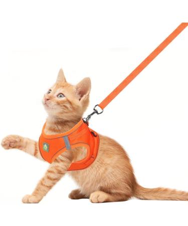 Femax Soft Mesh Dog Harness & Leash for Small/Medium Dogs & Cats - Adjustable Reflective No Pull Vest for Puppies - Orange (Chest 30-34cm) - Buy Online on GoSupps.com