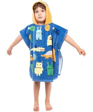 100% Cotton Hooded Bath Towel Poncho for Kids | Soft Warm Beach & Bath Towel with Big Monster Motif - Buy Online on GoSupps.com