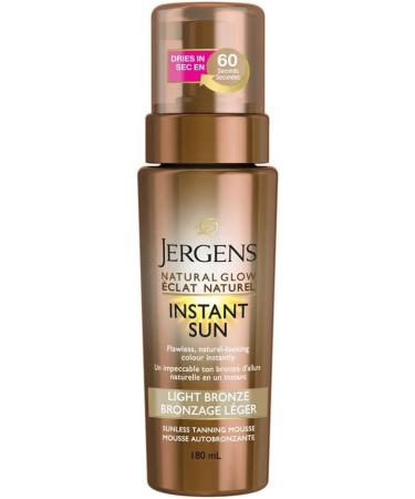 Jergens Natural Glow Instant Sun Sunless Tanning Mousse Light Bronze Self Tanner for Flawless Natural Looking Colour (2 Pack) Light Bronze Duo Pack - Buy Online on GoSupps.com