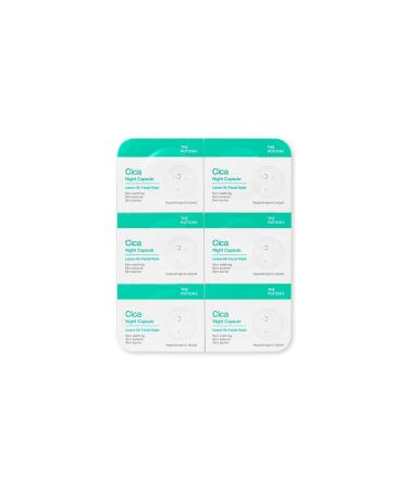 The Potions Cica Night Capsule | 6 Count 2 ml each | For Acne prone skin sensitive skin | Skin Soothing Skin Balance Skin Barrier | Product of Korea