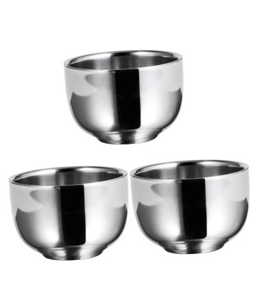 Minkissy 3 pc wagons Razor shell made of stainless steel bowl for shaving brush soap shell shave shaving cup stainless steel container Tool metal steel man shaving foam 7.3x5cmx3pcs silverx3stk