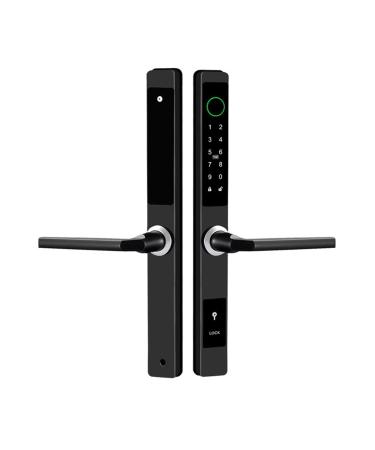 APP Waterproof Smart Fingerprint Password Lock Bridge-Cut Aluminum Alloy for Outdoor Push Pull Sliding Frame Glass Door (Color : Silver A 8535) (Black a 8560)