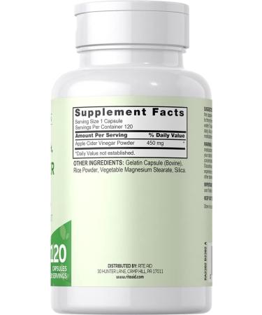 Rite Aid Apple Cider Vinegar Capsules with Cayenne Pepper - 120 Count | Metabolism Support, Detox & Digestion | Gut Health & Immune Support Supplement - Buy Online on GoSupps.com