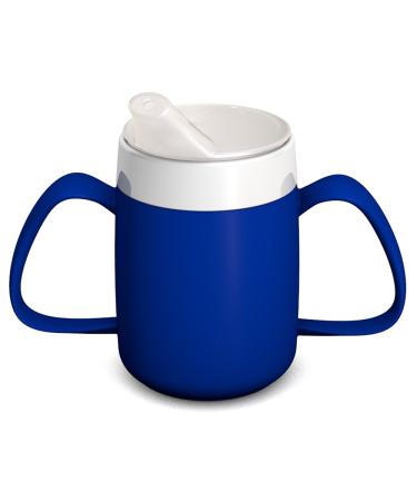 Ornamin Two Handled Mug with Internal Cone 140 ml Blue with Spouted Lid with Small Opening (Model 815 + 806) | Drinking aid