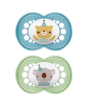 MAM Original pacifiers in a set of 2 size 6+ months teat made of SkinSoft silicone organic round with pacifier cover green - Buy Online on GoSupps.com
