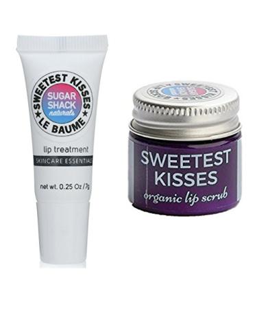 Sweetest Kisses Lip Duo: Best 2 Step Lip Kit Combination for Soft Smooth Naturally Beautiful Plump Healthy Kissable Lips Includes Two Best Sellers Organic Sugar Scrub and Le Baume Glossy Plumping Balm