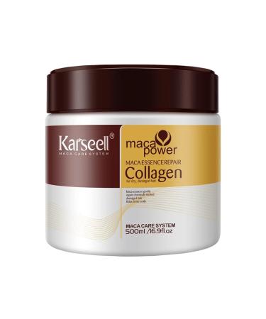 Hair Mask: Deep Repair Conditioning Collagen Treatment with Argan Oil for Dry Damaged All Hair Types - 16.9oz (500ml) Brown