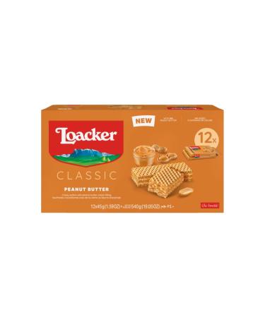 Loacker Premium Peanut Butter Wafer Cookies| Multipack of 12 snacks | Crispy wafer fingers with creme-filling | Taste of pure Peanut Butter |Non GMO | No artificial flavorings, added colors or preservatives | perfect snack…
