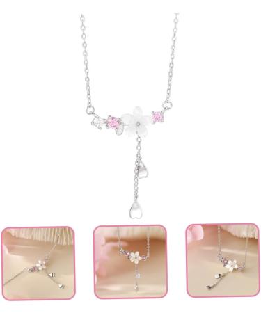 OFFSCH Cherry Blossom Necklace Girl Necklace Pink Choker Metal Necklace Women's Flower Necklace Temperament - Buy Online on GoSupps.com