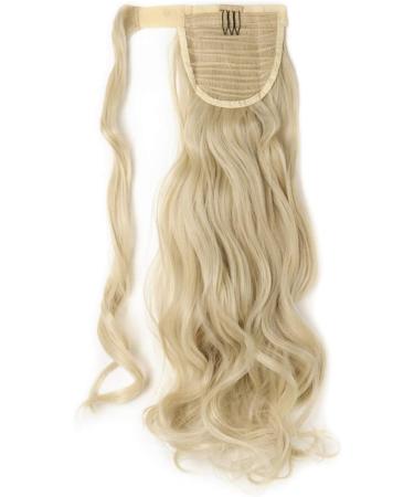 Ponytail Extension Wrap Around Long Straight Curly Clip in Ponytail Hair Extensions for Women Brown Black Blonde Hairpiece 24"-Curly Bleach Blonde - Buy Online on GoSupps.com