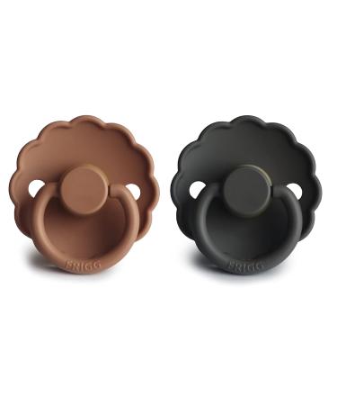 FRIGG Daisy Natural Rubber Baby Pacifier 2-Pack | BPA-Free | Made in Denmark | Graphite/Peach Bronze 0-6 Months - Buy Online on GoSupps.com
