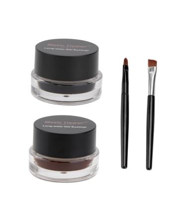 FRCOLOR 2pcs Eyebrow Powder Kit Black Eyeliner Pencils Eye Shadow Cream Liquid Eyeliner Matte Brush