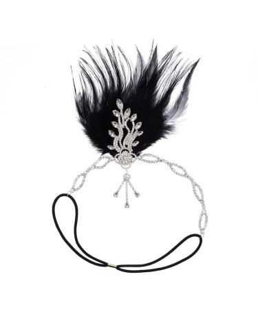 Silver FRCOLOR Flapper Headband 1920's Great Gatsby Vintage Feather Rhinestone Headpiece - Buy Online on GoSupps.com