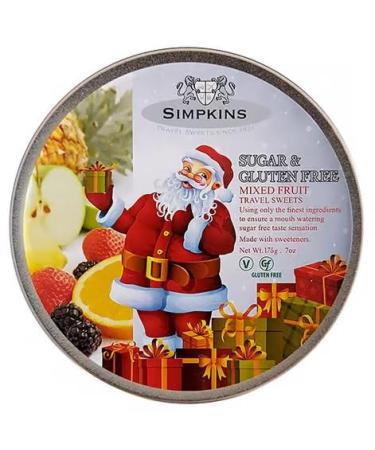 Simpkins Christmas Santa Mixed Fruit Tin - Sugar Free & Gluten Free 175g - 2 Pack