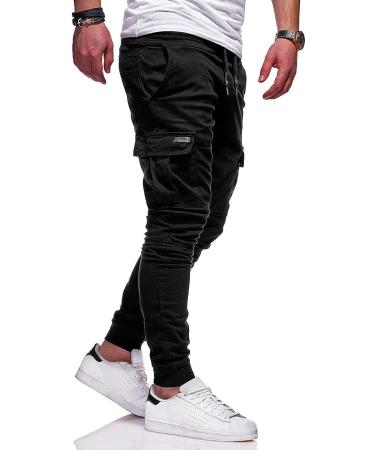 BUXKR Men's Black Cargo Pants - Casual Hiking Joggers for Men - Size Large - Buy Online on GoSupps.com
