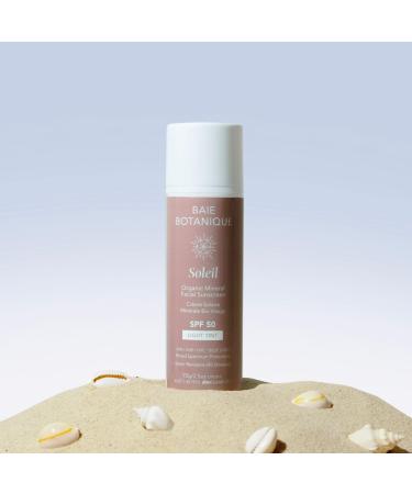 Baie Botanique Soleil Organic Facial Sunscreen SPF 50 - Chemical-Free Vegan Non-Toxic UV Protection with Hyaluronic Acid & Vitamin C - No White Cast - 70g - Buy Online on GoSupps.com