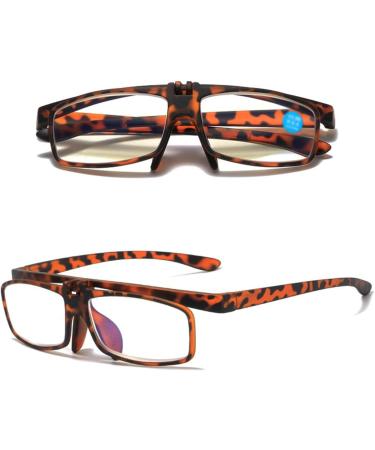 Blue Light Blocking Reading Glasses For Women Men Trendy Flip Cover Readers Anti Eyestrain Glasses(Couleur:Tortoiseshell Grandeur:2.0x) - Buy Online on GoSupps.com