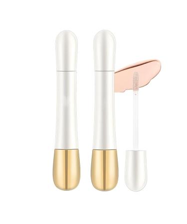 2 in 1 Liquid Foundation and Concealer (Built-in Brush) Long-lasting Waterproof Concealer Makeup High Coverage Matte Liquid Concealer Dual-ended Concealer Natural White