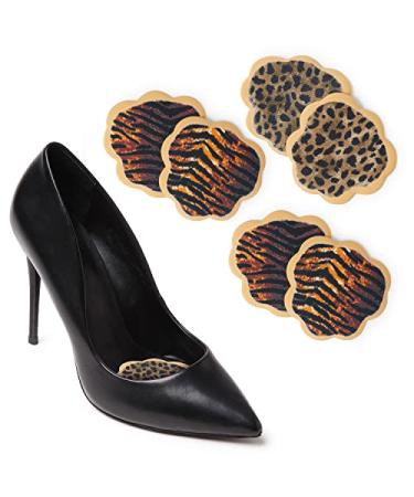 Foot Petals Women's Scalloped Ball of Foot Cushions Long Lasting Pain Relief  High Heel Insert Metatarsal Pads to Prevent Sliding  Safari Assorted  One Size