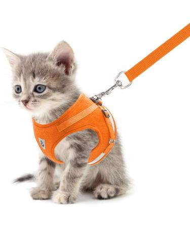 Meioro Dog Harness with Leash - Adjustable Soft Padded Black Vest for Small & Medium Dogs and Cats | Reflective Design Orange Size L (Chest 41-46cm) - Buy Online on GoSupps.com