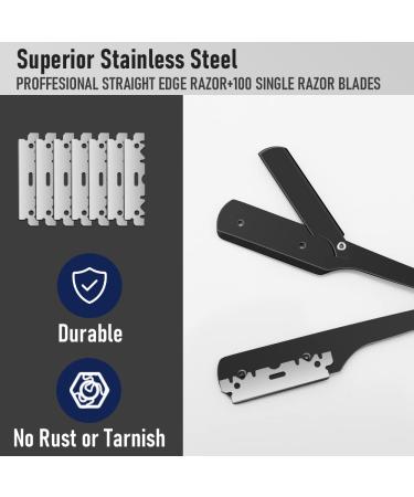 Professional Barber Straight Razor & 100 Blades | Premium Stainless Steel Shaver for Men - Home & Salon Grooming (NO.119 - Buy Online on GoSupps.com