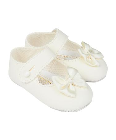 Early Days Baypods Baby Shoes for Girls Soft Soled Pre Walker Shoes Soft Faux Leather Baby Shoes Made in England 3 UK Child Cream