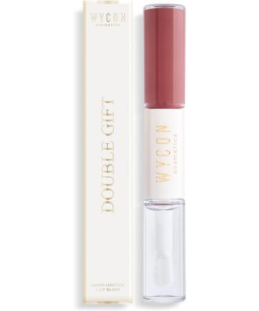 WYCON Cosmetics DOUBLE GIFT LIQUID LIPSTICK & LIP GLOSS 2 in 1 Liquid Lipstick & Lip Gloss for Full & Luminous Lips - 04 MULBERRY - Buy Online on GoSupps.com