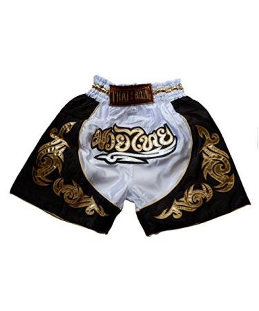 Nakarad Kid Muay Thai Boxing Shorts 2 Years Old - 10 Years Old White XXS ( 2Y-3Y )