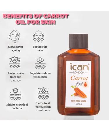 ican 100% pure & natural carrot oil for hair skin 50ml travel size - Buy Online on GoSupps.com