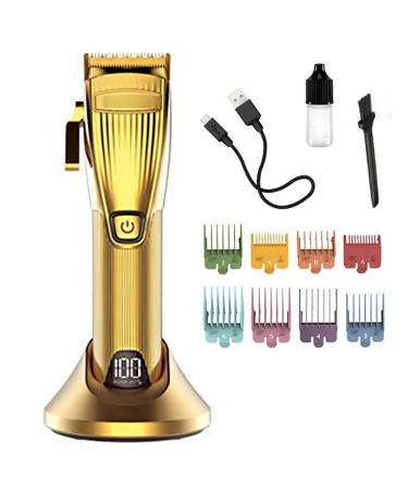 Hair Clippers LED Display Pro Hair Clipper All Metal Body Hair Cutter Electric Diamond Blade Trimmer with 8 Color Coded Cutting Guides With box