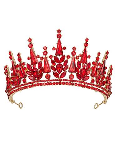 AW BRIDAL Red Queen Crowns for Women - Wedding Tiara for Bride Princess Headpieces for Prom Pageant Halloween Hair Accessories