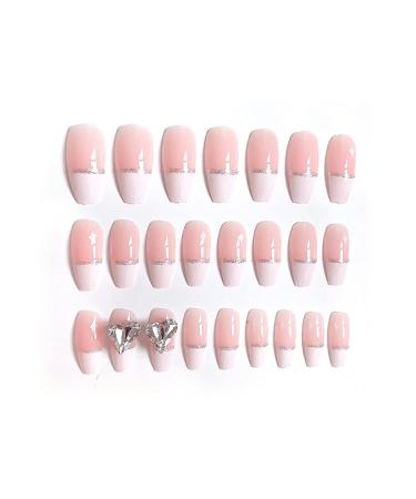 Sethexy Long White Ballerina False Nails - Rhinestone French Coffin Acrylic Tips | 24 Pack for Women & Girls - Buy Online on GoSupps.com