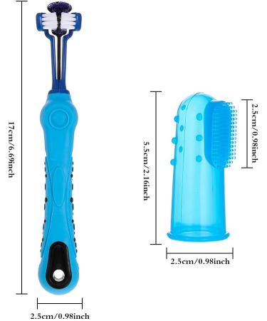 tonyg-p 3 Sided Dog Toothbrush with Silicone Finger Toothbrush Pet Toothbrush Addition Bad Breath Tartar Teeth Care for Small to Large Dogs Cats Cleaning Mouth (Orange Purple Blue) - Buy Online on GoSupps.com