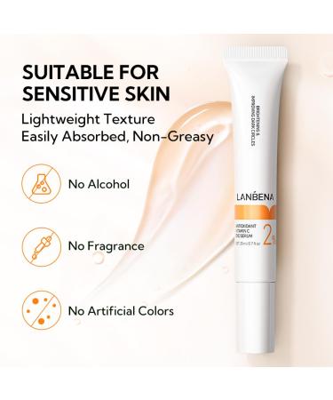 LANBENA Vitamin C Eye Cream - Anti-Aging Under Eye Treatment for Dark Circles & Wrinkles | Caffeine Serum for Men & Women - Buy Online on GoSupps.com