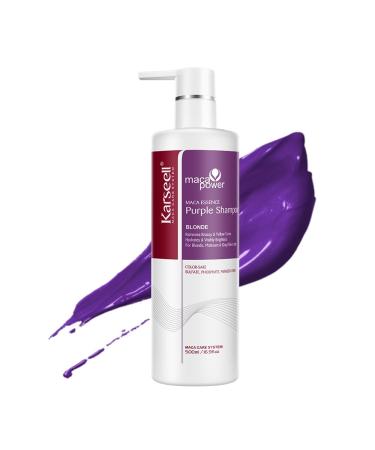 Karseell Purple shampoo 500 ml violet shampoo for blonde bleached and gray hair neutralizes yellow tint repairs hair damage