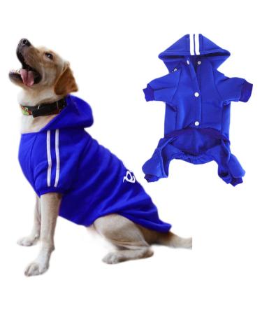 Dogs hoodies 4 legs overall dog clothing sweater warm sweatshirt cotton jacket training suit for little dog medium dog big dog cat 7xl blue