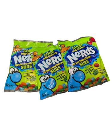 Green Nerds Sour Big Chewy Candy - 170g Pack of 3 | Sweet & Tangy Flavors | Perfect for Snacking & Sharing