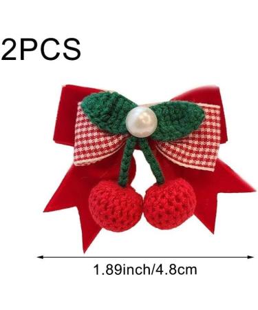 Cute Kids Hairpins 2pcs Sweet Cherry Bow Hair Barrettes Non-slip Hair Clips Children Headwear Girls Hair Accessories - Buy Online on GoSupps.com