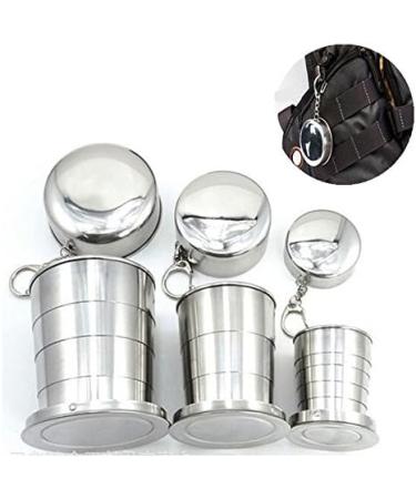 Stainless Steel Camping Mug Folding Cup Portable Outdoor Travel Collapsible Cup - Large Size (250ml) with Keychain - Pack of 1 - Buy Online on GoSupps.com