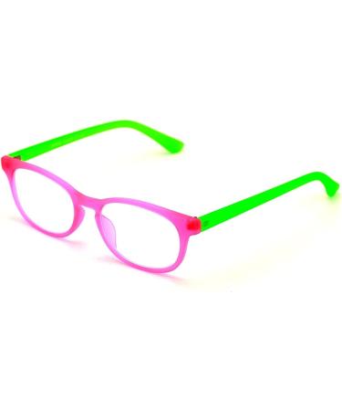 V.W.E. Fun Neon Color Spherical Frame Reading Glasses - Matte Translucent Pink/Green 1.50 - International Shipping Available - Buy Online on GoSupps.com