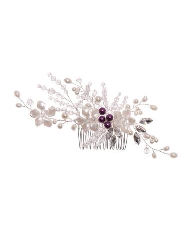 Angoily 1pc Braided Flower Comb Hair Accessory for Women Headpieces for Brides Flower Hair Clips for Women To Weave Tiara Bride Headdress Accessories Women's Abs White Modeling