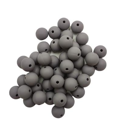 50pcs Light Gray Color Silicone Round Beads Sensory 15mm Silicone Pearl Bead Bulk Mom Necklace DIY Jewelry Making Decoration