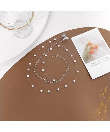 fdsmall Rhinestone Hair Barrettes Pearl Tassel Hair Chain Hair Clips Hairpin Hair Jewelry Hair Accessories for Women Girls (Silver) - Buy Online on GoSupps.com