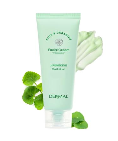 DERMAL Cicamide Hydrating Facial Cream with Ceramide and Centella Asiatica Extracts. 2.65 Oz. - Soothing Trouble Skin Gel Face Cream Moisturizer for Sensitive Oily Skin