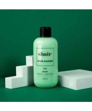  Magi Professional Shair Green Diamond Mask: Fortifying anti-breakage filling restructuring and plumping mask with silky texture for dry brittle and frizzy hair enriched with keratin and collagen. 250 ml - Buy Online on GoSupps.com