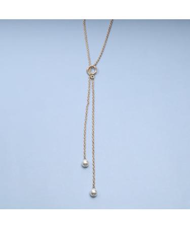 Boho Pearl Lariat Necklace | Gold Chunky Chain Y Necklace | Elegant Pearl Tassel Jewelry for Women & Girls - Perfect for Prom & Bridal - Buy Online on GoSupps.com