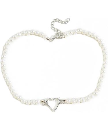 Oralgos Elegant Heart Necklace - Delicate Love & Pearl Charm Jewelry for Every Occasion - Fashionable Silver Necklace - Buy Online on GoSupps.com
