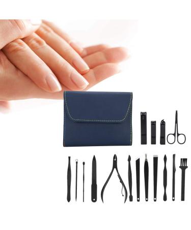 Ear Pick Nail Clipper Multiple Choice for Home Salon Shop (16-piece nail clipper set-dark blue)
