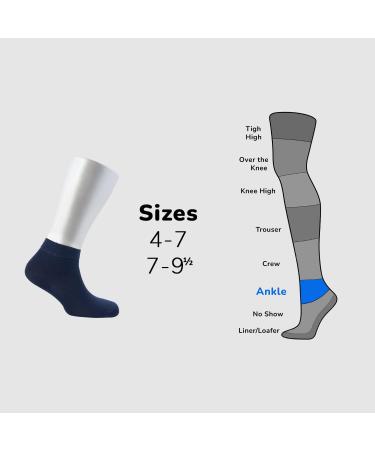Cosyfeel Women Loose Diabetic Socks | 4-Pack Neuropathy Ankle Socks for Ladies | Super Soft Eco-Friendly Bamboo Material | Durable with Seamless Toe | Multicolour Patterns | 4 Seasons 4-7 NAVY BLUE - Buy Online on GoSupps.com